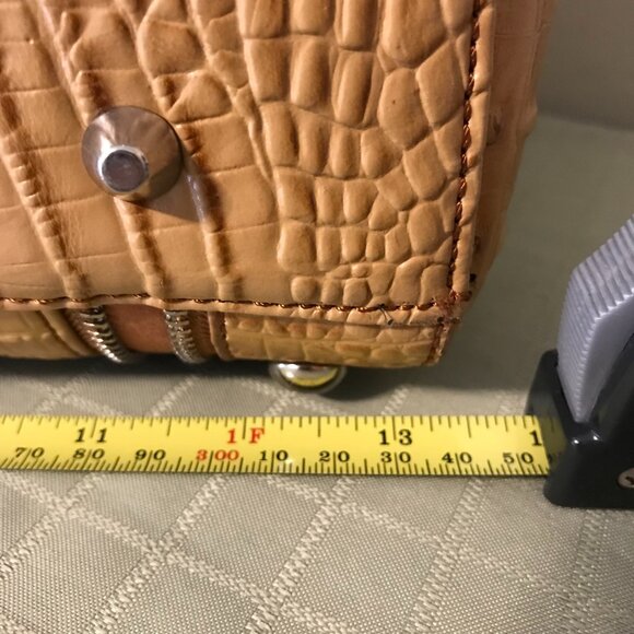 Tan Crocodile Embossed Satchel - Picture 7 of 13